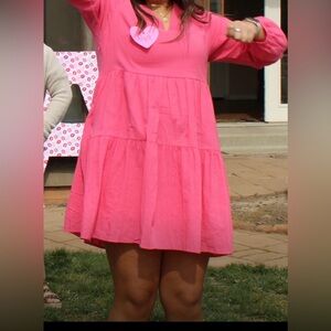 Long Sleeve Hot Pink Dress!